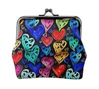 BWPDPXFJ Rainbow Hearts -Print Travel Coin Purse with Wrist Strap, RFID Blocking & TSA Approved Compact Wallet for Swimming, Beach, Gift Set for Women.