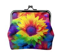 BWPDPXFJ Rainbow Sunflower -Print Travel Coin Purse with Wrist Strap, RFID Blocking & TSA Approved Compact Wallet for Swimming, Beach, Gift Set for Women.