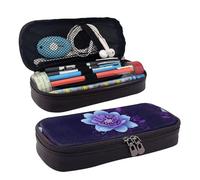 BWPDPXFJ Rectangle Mandala -Print Personalized Leather Pencil Case for Students, Compact Stylish Organizer with Zipper Closure Pouch.