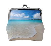 BWPDPXFJ Serene Coastal -Print Travel Coin Purse with Wrist Strap, RFID Blocking & TSA Approved Compact Wallet for Swimming, Beach, Gift Set for Women.