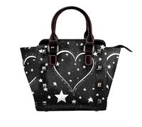 BWPDPXFJ Shooting Star Heart -Print Leather Crossbody Bag With Rivets, Adjustable Strap, Multiple Pockets For Women, School Office Travel.