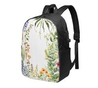 BWPDPXFJ Springtime Herb Garden -Print 17-Inch Laptop Backpack For Students & Commuters, Water-Resistant Polyester, Lightweight Ergonomic Hiking & Travel Backpack With Laptop Sleeve.