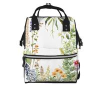 BWPDPXFJ Springtime Herb Garden -Print Large Capacity Multi-Function Backpack Water-Resistant With Compartments For Hiking Travel Everyday Adults.