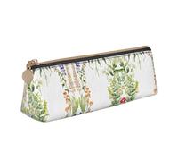 BWPDPXFJ Springtime Herb Garden -Print Triangular Leather Pencil Case - Eco-Friendly Crossgrain Organizer W/Premium Zipper for School, Office & Travel