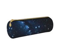 BWPDPXFJ Starry Night Deep Outer Space -Print Eco-Friendly Leather Pencil Case/Zipper - Compact Cylinder Organizer for School, Office & Travel