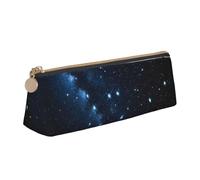 BWPDPXFJ Starry Night Deep Outer Space -Print Triangular Leather Pencil Case - Eco-Friendly Crossgrain Organizer W/Premium Zipper for School, Office & Travel
