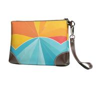 BWPDPXFJ Sunset and Sunrise with Sea Waves -Print Leather Clutch For Women, Handmade Genuine Leather Wristlet With Metal Zipper, Stylish Convertible Clutch Purse For Evening & Travel.