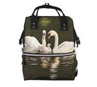 BWPDPXFJ swan green leaves -Print Large Capacity Multi-Function Backpack Water-Resistant With Compartments For Hiking Travel Everyday Adults.
