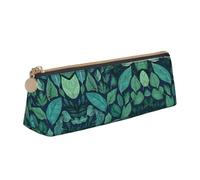 BWPDPXFJ Tropical Palm Leaves -Print Triangular Leather Pencil Case - Eco-Friendly Crossgrain Organizer W/Premium Zipper for School, Office & Travel