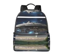 BWPDPXFJ UFO at night -Print Urban Commuter Stylish Lightweight Backpack For Travel & School, Versatile Daypack For Women With Padded Straps.