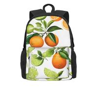 BWPDPXFJ Yellow Blossom And Orange Fruits -Print 30L Travel Backpack Casual Hiking Daypack With Laptop Sleeve For University Commute & Outdoor Use.