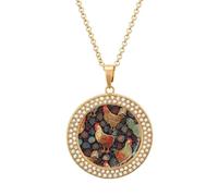 BWQMNT Alloy Diamond Necklaces Cartoon Cute Otter Printed Round Necklace Applicable to Birthday,mother's Day Gifts, One size, Zinc, Diamond