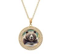 BWQMNT Alloy Diamond Necklaces Lavender Field Bike Printed Round Necklace Applicable to Birthday,mother's Day Gifts, One size, Zinc, Diamond