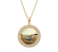 BWQMNT Alloy Diamond Necklaces Native American Printed Round Necklace Applicable to Birthday,mother's Day Gifts, One size, Zinc, Diamond