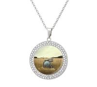 BWQMNT Alloy Diamond Necklaces Native American Printed Round Necklace Applicable to Birthday,mother's Day Gifts, One size, Zinc, Diamond