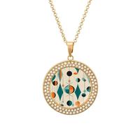 BWQMNT Alloy Diamond Necklaces Native American Printed Round Necklace Applicable to Birthday,mother's Day Gifts, One size, Zinc, Diamond
