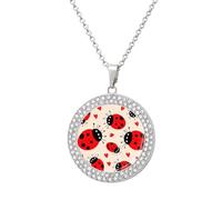 BWQMNT Alloy Diamond Necklaces Sea Lighthouse Sandbeach Printed Round Necklace Applicable to Birthday,mother's Day Gifts, One size, Zinc, Diamond
