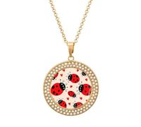 BWQMNT Alloy Diamond Necklaces Sea Lighthouse Sandbeach Printed Round Necklace Applicable to Birthday,mother's Day Gifts, One size, Zinc, Diamond