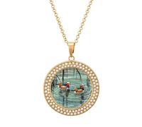 BWQMNT Alloy Diamond Necklaces Vintage American USA Flag Printed Round Necklace Applicable to Birthday,mother's Day Gifts, One size, Zinc, Diamond