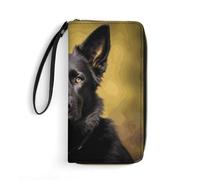 BWQMNT Durable And Portable Black German Shepherd Dog Printed Leather Wallet: Perfect for Storing Cards, Cash And An On-the-go Lifestyle, It Is An Ideal Holiday Gift to Organize Your Essentials