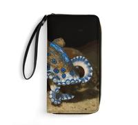 BWQMNT Durable And Portable Blue Ring Octopus Printed Leather Wallet: Perfect for Storing Cards, Cash And An On-the-go Lifestyle, It Is An Ideal Holiday Gift to Organize Your Essentials