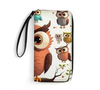 BWQMNT Durable And Portable Colorful Board Printed Leather Wallet: Perfect for Storing Cards, Cash And An On-the-go Lifestyle, It Is An Ideal Holiday Gift to Organize Your Essentials, cartoon owl