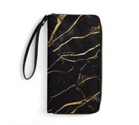 BWQMNT Durable And Portable Colorful Board Printed Leather Wallet: Perfect for Storing Cards, Cash And An On-the-go Lifestyle, It Is An Ideal Holiday Gift to Organize Your Essentials, Black and gold