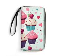 BWQMNT Durable And Portable Colorful Flower Skulls Printed Leather Wallet: Perfect for Storing Cards, Cash And An On-the-go Lifestyle, It Is An Ideal Holiday Gift to Organize Your Essentials, Cupcake