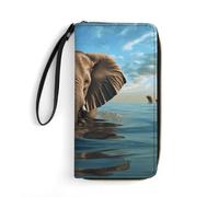 BWQMNT Durable And Portable Colorful Stripes Printed Leather Wallet: Perfect for Storing Cards, Cash And An On-the-go Lifestyle, It Is An Ideal Holiday Gift to Organize Your Essentials, Elephant is