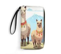 BWQMNT Durable And Portable Elephant on Wood Printed Leather Wallet: Perfect for Storing Cards, Cash And An On-the-go Lifestyle, It Is An Ideal Holiday Gift to Organize Your Essentials, Llama And
