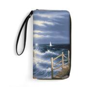 BWQMNT Durable And Portable Elephant on Wood Printed Leather Wallet: Perfect for Storing Cards, Cash And An On-the-go Lifestyle, It Is An Ideal Holiday Gift to Organize Your Essentials, Lighthouse
