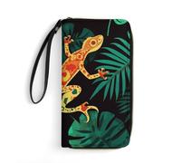 BWQMNT Durable And Portable Mexican Folk Art Boho Printed Leather Wallet: Perfect for Storing Cards, Cash And An On-the-go Lifestyle, It Is An Ideal Holiday Gift to Organize Your Essentials, Gecko and