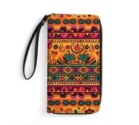BWQMNT Durable And Portable Mexican Folk Art Boho Printed Leather Wallet: Perfect for Storing Cards, Cash And An On-the-go Lifestyle, It Is An Ideal Holiday Gift to Organize Your Essentials, Mexican
