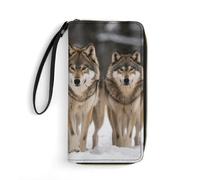 BWQMNT Durable And Portable Native American Printed Leather Wallet: Perfect for Storing Cards, Cash And An On-the-go Lifestyle, It Is An Ideal Holiday Gift to Organize Your Essentials, pack of wolves