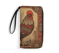 BWQMNT Durable And Portable Native American Printed Leather Wallet: Perfect for Storing Cards, Cash And An On-the-go Lifestyle, It Is An Ideal Holiday Gift to Organize Your Essentials, Old Rooster
