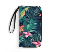 BWQMNT Durable And Portable Native American Printed Leather Wallet: Perfect for Storing Cards, Cash And An On-the-go Lifestyle, It Is An Ideal Holiday Gift to Organize Your Essentials, Tropical Floral