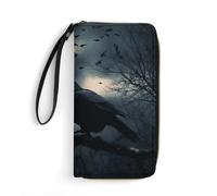 BWQMNT Durable And Portable Native American Printed Leather Wallet: Perfect for Storing Cards, Cash And An On-the-go Lifestyle, It Is An Ideal Holiday Gift to Organize Your Essentials, Night crow