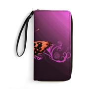BWQMNT Durable And Portable Neon Flowers Printed Leather Wallet: Perfect for Storing Cards, Cash And An On-the-go Lifestyle, It Is An Ideal Holiday Gift to Organize Your Essentials, Nice Butterfly
