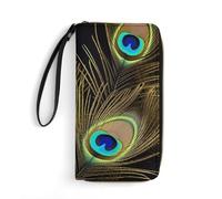 BWQMNT Durable And Portable Ocean at Warm Twilight Printed Leather Wallet: Perfect for Storing Cards, Cash And An On-the-go Lifestyle, It Is An Ideal Holiday Gift to Organize Your Essentials, Peacock