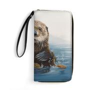 BWQMNT Durable And Portable Retro Modern Printed Leather Wallet: Perfect for Storing Cards, Cash And An On-the-go Lifestyle, It Is An Ideal Holiday Gift to Organize Your Essentials, Sea Otter