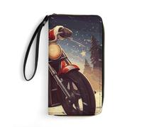 BWQMNT Durable And Portable Retro Modern Printed Leather Wallet: Perfect for Storing Cards, Cash And An On-the-go Lifestyle, It Is An Ideal Holiday Gift to Organize Your Essentials, Santa Claus Biker