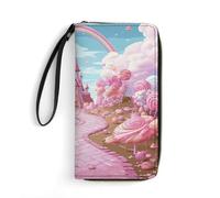BWQMNT Durable And Portable Sea Lighthouse Sandbeach Printed Leather Wallet: Perfect for Storing Cards, Cash And An On-the-go Lifestyle, It Is An Ideal Holiday Gift to Organize Your Essentials, Pink