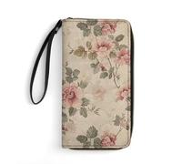 BWQMNT Durable And Portable Tribal Print Printed Leather Wallet: Perfect for Storing Cards, Cash And An On-the-go Lifestyle, It Is An Ideal Holiday Gift to Organize Your Essentials, Retro Floral