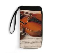 BWQMNT Durable And Portable Vintage Mushrooms Printed Leather Wallet: Perfect for Storing Cards, Cash And An On-the-go Lifestyle, It Is An Ideal Holiday Gift to Organize Your Essentials, Violin Sheet