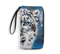 BWQMNT Durable And Portable Zebra Print Printed Leather Wallet: Perfect for Storing Cards, Cash And An On-the-go Lifestyle, It Is An Ideal Holiday Gift to Organize Your Essentials, Blue eyed snow