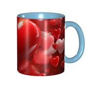 BWQMNT Love Hearts Coffee Mug 11 Oz Porcelain Coffee Cup with Handle, Ceramic Tea Cup Novelty Mugs for Women Men Drinking Cups Travel Mug Latte Cup for Office Home, Microwave Safe