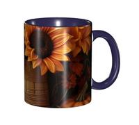BWQMNT - Pumpkin and Sunflower Coffee Mug, 11oz Porcelain Coffee Mug with Handle, Ceramic Tea Cup for Women Men, Travel Mugs, Latte Coffee Mug for Office and Home