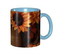 BWQMNT - Pumpkin and Sunflower Coffee Mug, 11oz Porcelain Coffee Mug with Handle, Ceramic Tea Cup for Women Men, Travel Mugs, Latte Coffee Mug for Office and Home