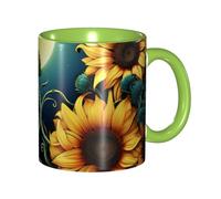 BWQMNT - Sunflower Coffee Mug, 11oz Porcelain Coffee Mug with Handle, Ceramic Tea Cup for Women Men, Travel Mugs, Latte Coffee Mug for Office and Home