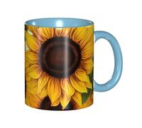 BWQMNT - Sunflower Floral Coffee Mug 11oz Porcelain Coffee Mug with Handle Ceramic Tea Cup for Women Men Travel Mugs Latte Mug for Office Home Microwave Safe